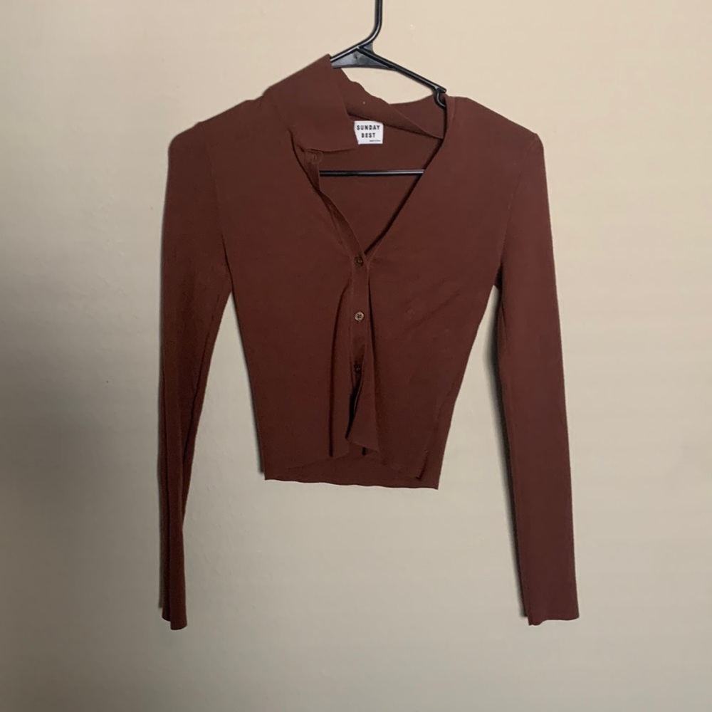 Dark brown Sunday best shirt full button down